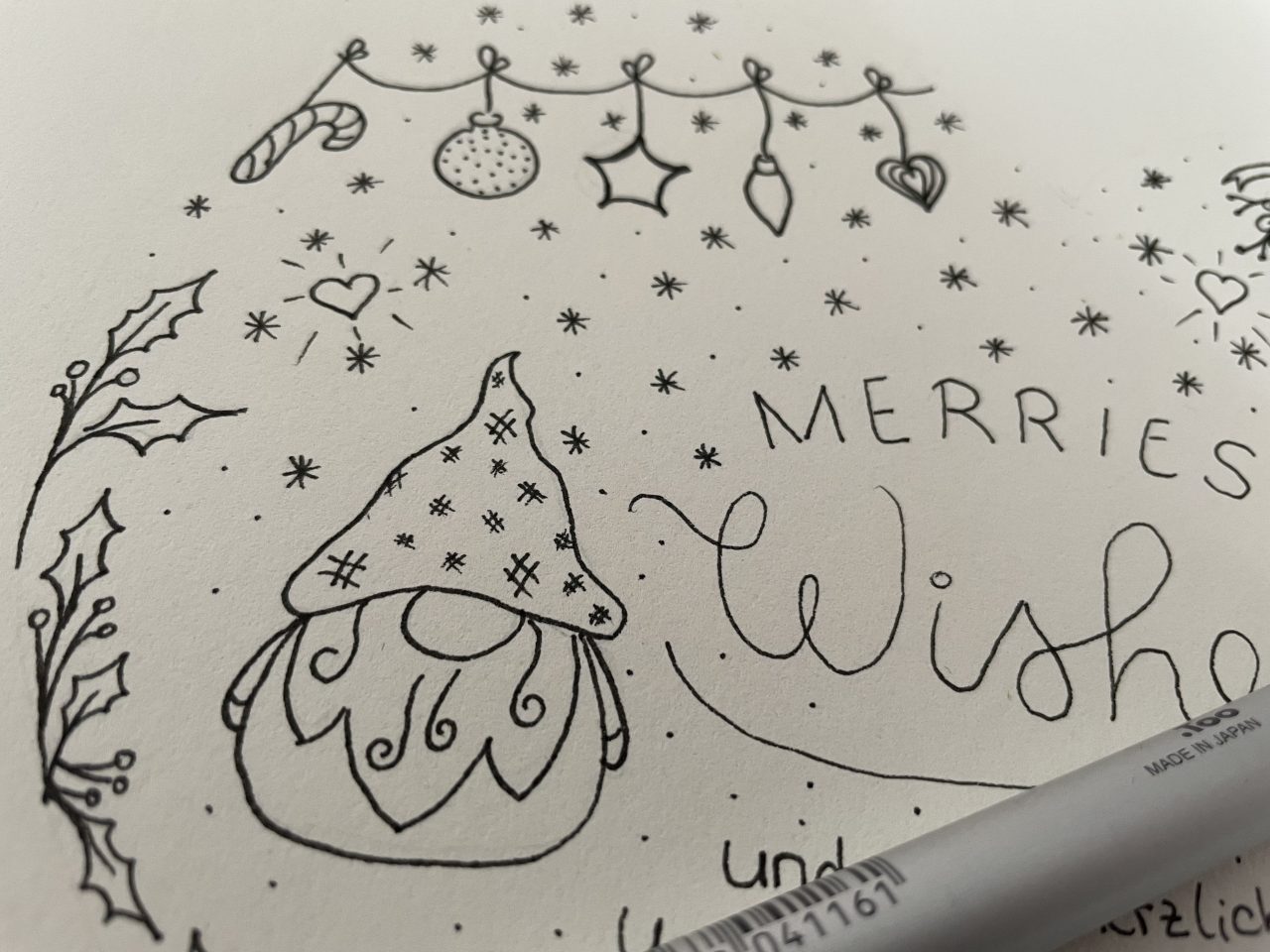 gezeichnete Doodles zu Weihnachten 