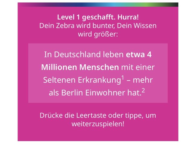 Informationen zu seltenen Erkrankungen in weißer Schrift auf Pink